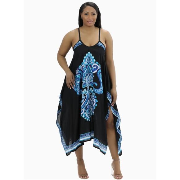 Advance Apparels Printed Dress Cover Up Kaftan Boho Batik One Free Plus Size OS - Picture 1 of 8